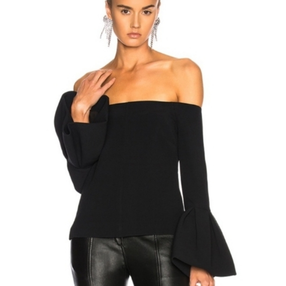 Alexis NWT Tess Off Shoulder Black Bell Sleeve Top
